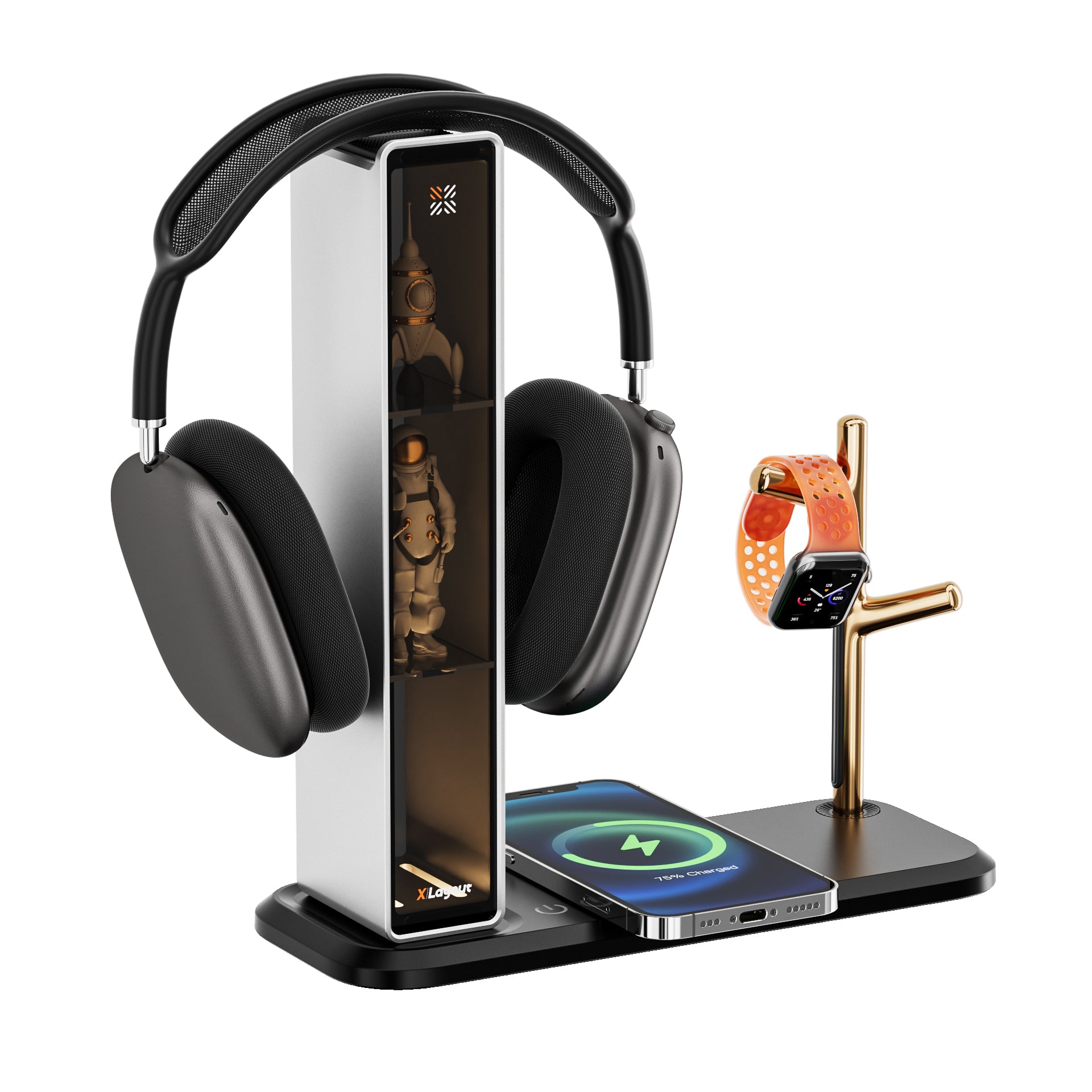 COZOO Headphone Stand With USB Charger - Gaming Headset Holder With 3 USB Ports & 2 AC Outlets