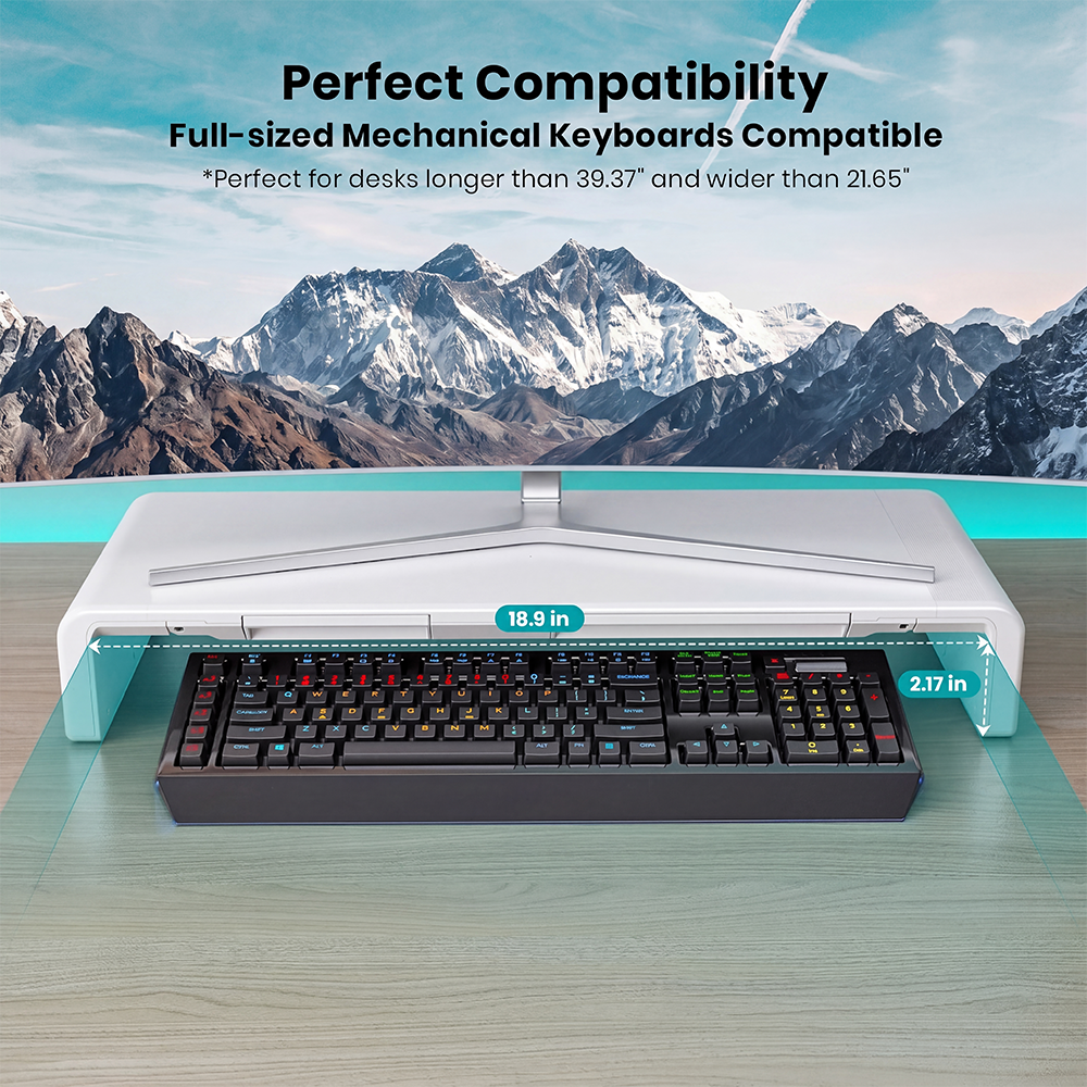 Ergonomic Monitor Stand Riser, Adjustable Computer Monitor Stand with Storage Drawer