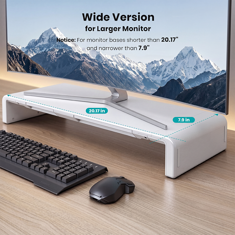 Ergonomic Monitor Stand Riser, Adjustable Computer Monitor Stand with Storage Drawer